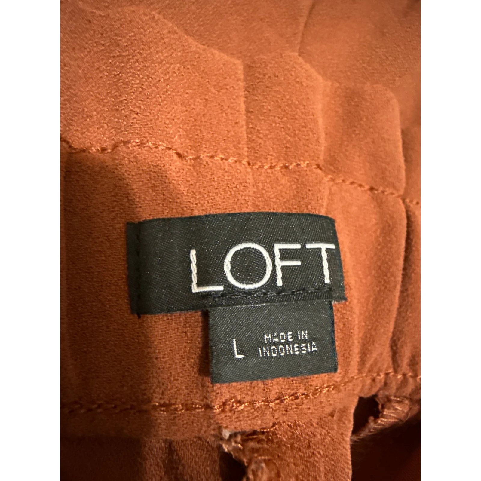 Ann Taylor LOFT Women's Rust Brown Belted Paperbag Cropped Trousers Pants Size L - Image 5