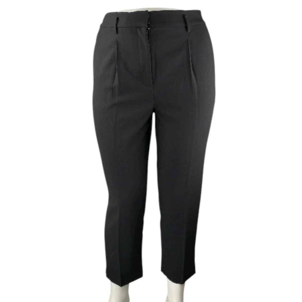 Ann Taylor Women's Black High Waisted Pleated Straight Trousers Pants Size 12