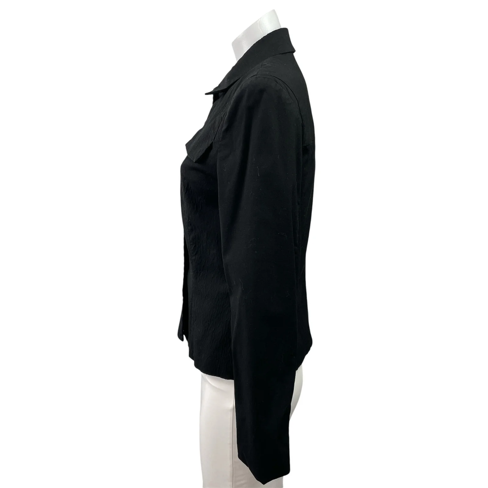 Ann Taylor Women's Black Long Sleeve Collared Button Down Shirt Jacket Size 6 - Image 2