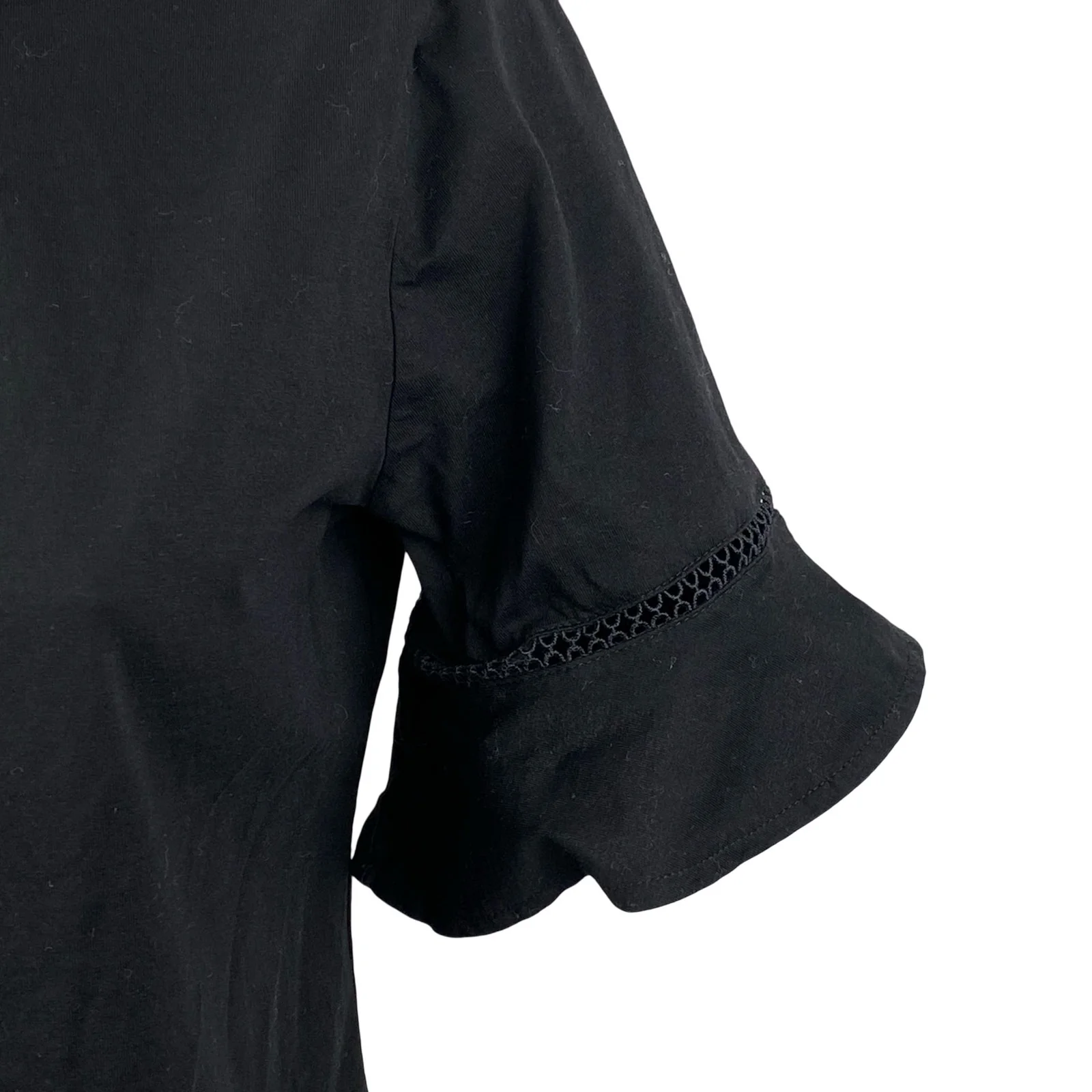 Ann Taylor Women's Black Short Bell Sleeve Round Neck Shirt Blouse Top Size S - Image 2