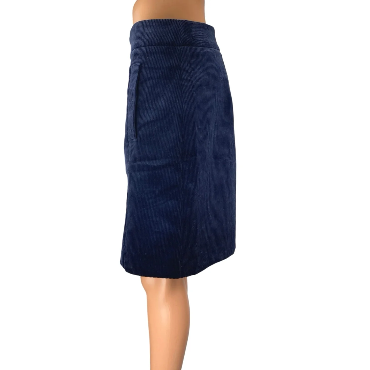 Ann Taylor Women's Blue Corduroy Velvet Knee Length Straight Pencil Skirt Size 2 - Image 2