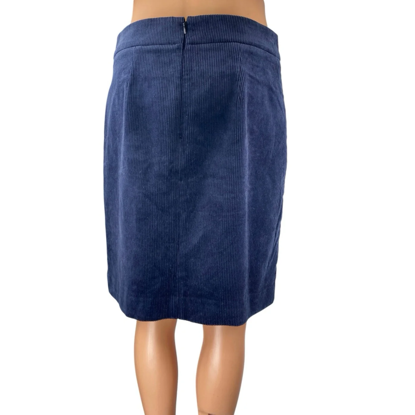 Ann Taylor Women's Blue Corduroy Velvet Knee Length Straight Pencil Skirt Size 2 - Image 3