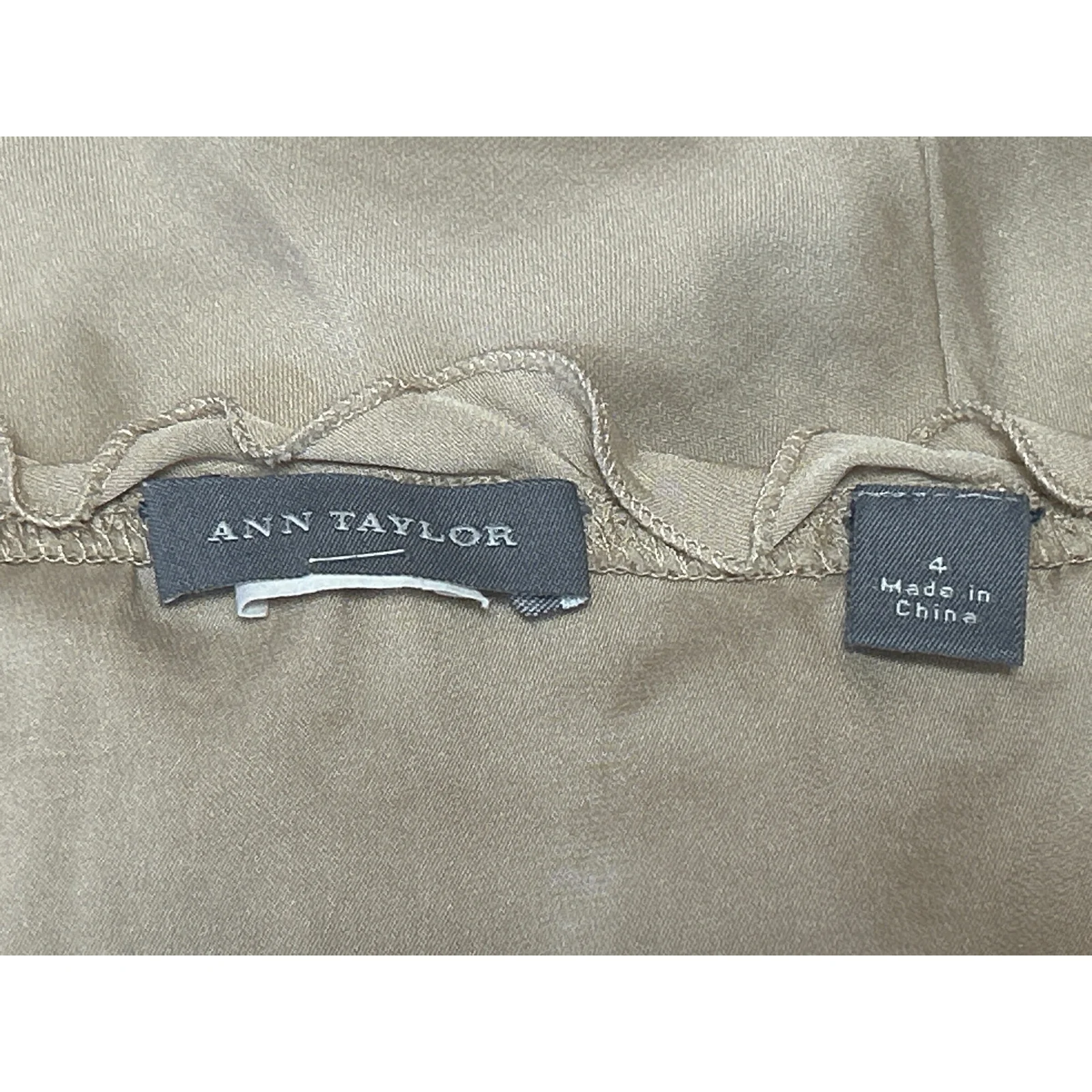 Ann Taylor Women's Gold Silky Satin Ruffle Sleeveless Cami Camisole Tank Top 4 - Image 3