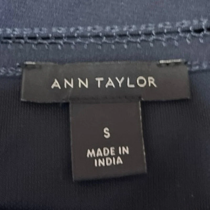 Ann Taylor Women's Navy Blue Short Sleeve Boat Neck Loose Fit Blouse Shirt Top S - Image 3
