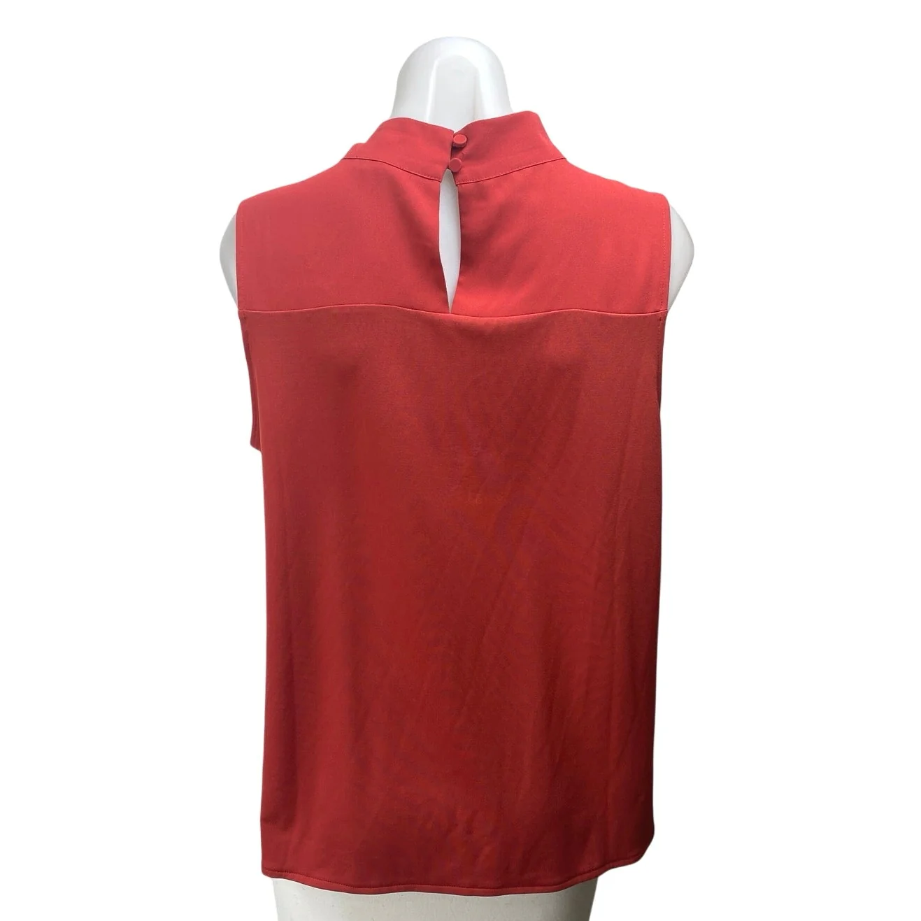Ann Taylor Women's Red Orange Sleeveless Bow Tie Neck Tank Shirt Blouse Top Sz S - Image 2