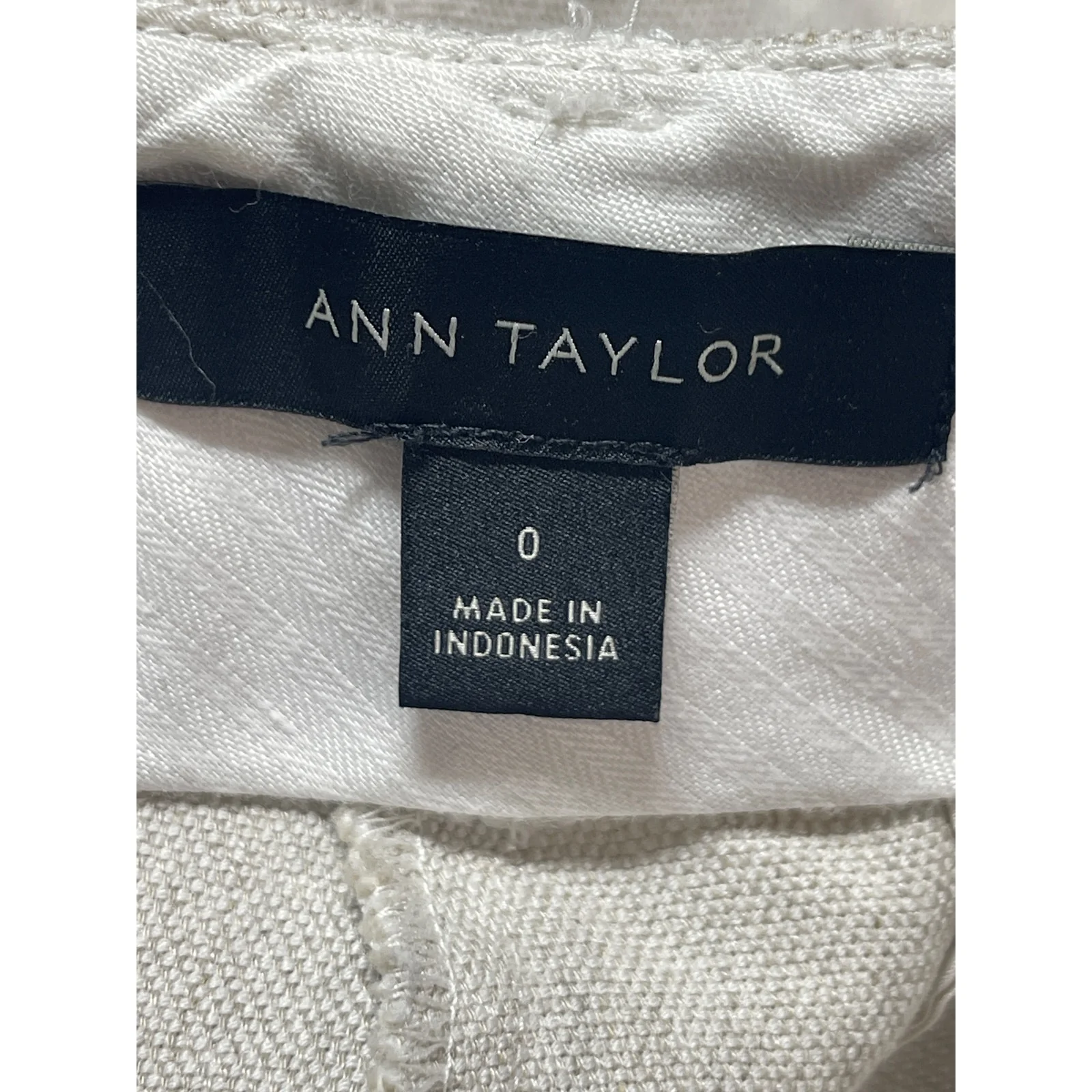Ann Taylor Women's White Linen Mid Rise Straight Leg Trousers Pants Size 0 - Image 3