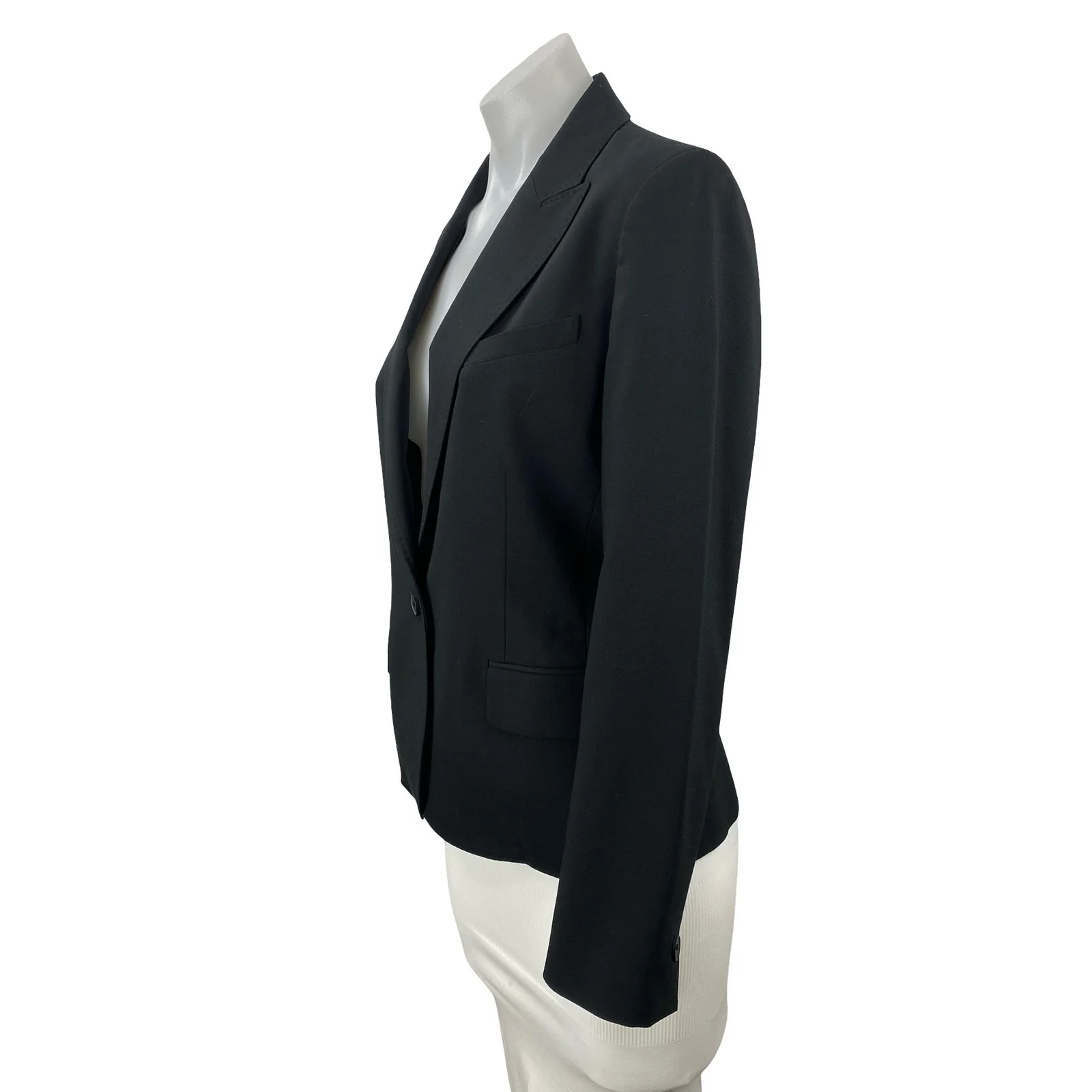 Anne Klein Black Notched Collar Long Sleeve Single Breasted Blazer Coat Jacket 6 - Image 2