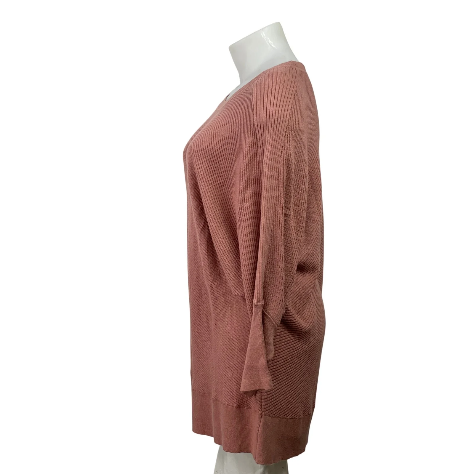 Anne Klein Pink Ribbed Knit Dolman Sleeve Loose Pullover Sweater Top Size 2XL - Image 2