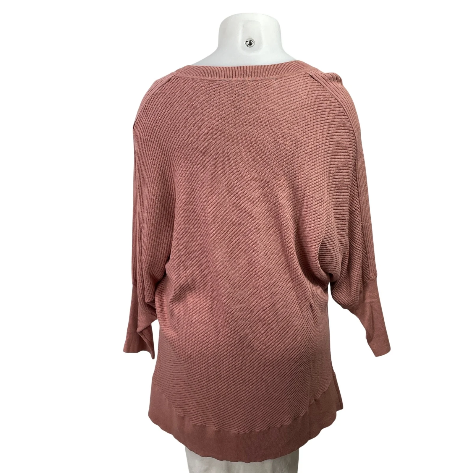 Anne Klein Pink Ribbed Knit Dolman Sleeve Loose Pullover Sweater Top Size 2XL - Image 3
