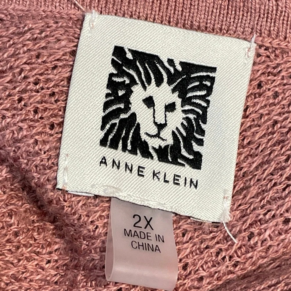 Anne Klein Pink Ribbed Knit Dolman Sleeve Loose Pullover Sweater Top Size 2XL - Image 4