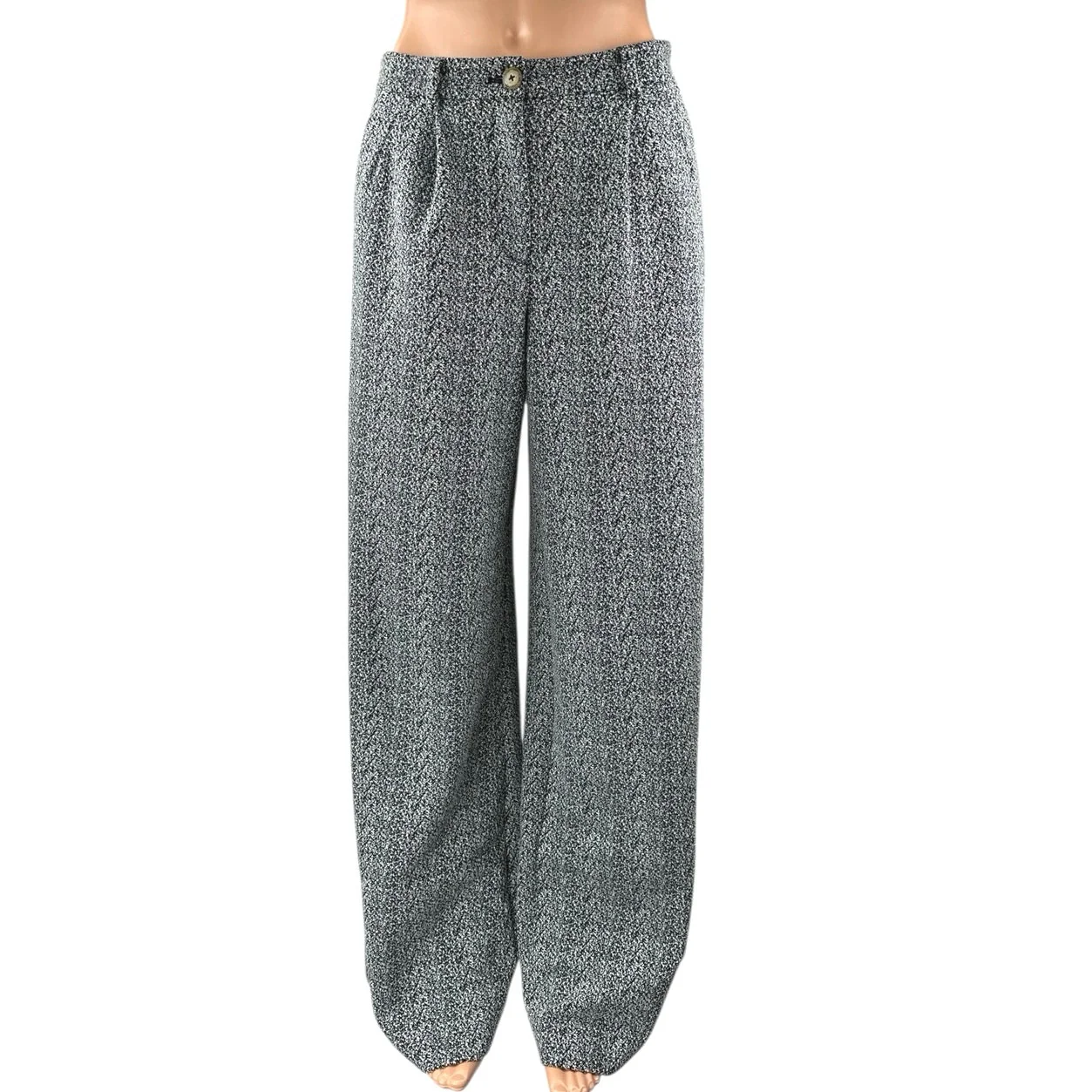 Anthropologie Cartonnier Gray Pleated High Waist Palazzo Wide Trousers Pants 2