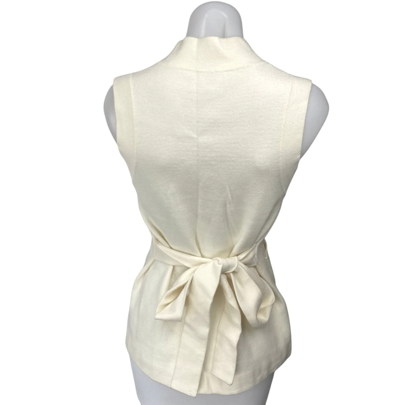 Anthropologie Cream Sleeveless Deep V Neck Pocket Knit Tank Blouse Top Size XS - Image 2