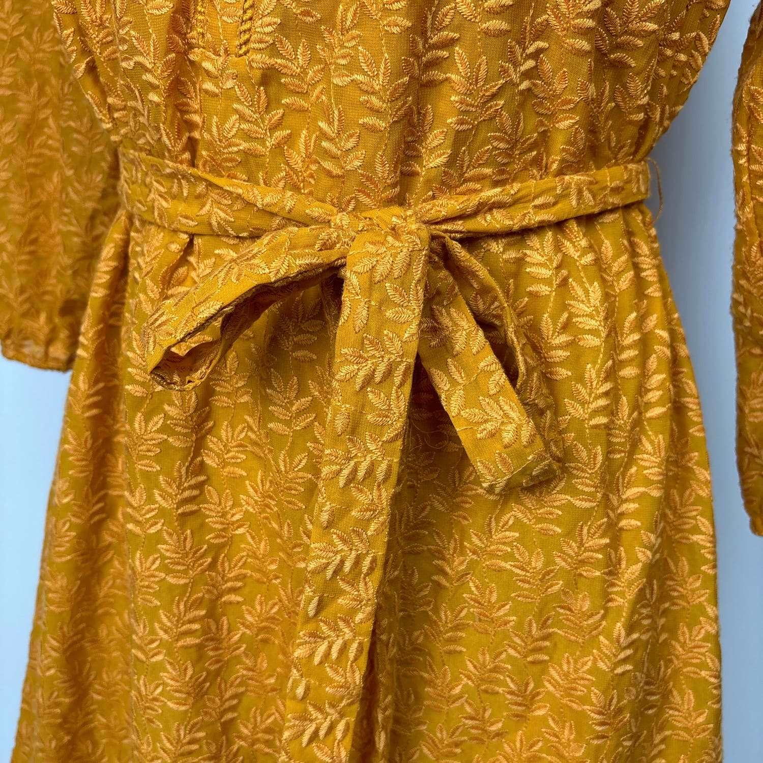 Anthropologie Daniel Rainn Treva Yellow Embroidered 3/4 Sleeve Mini Dress Sz XS - Image 7