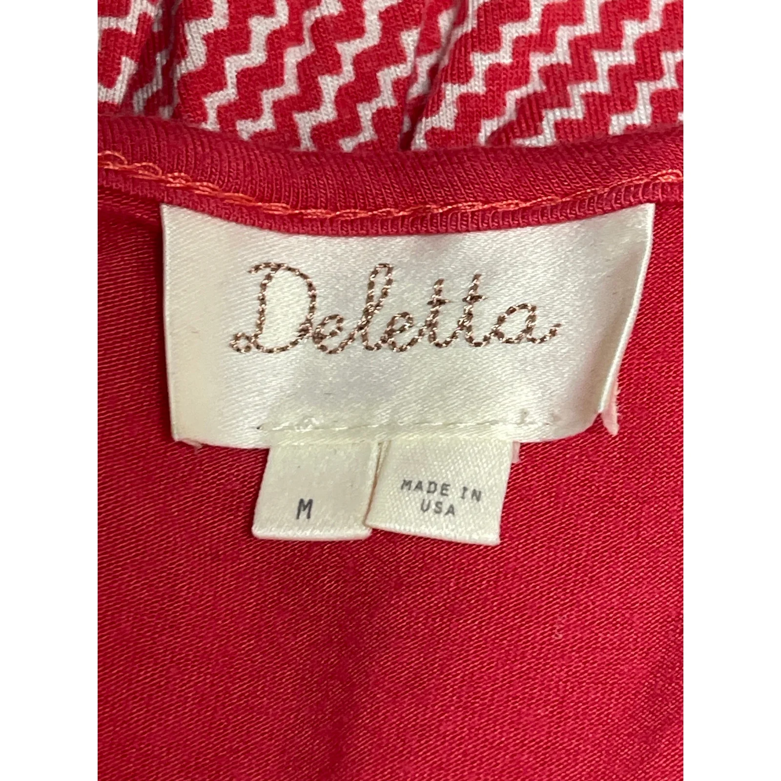 Anthropologie Deletta Red Knit Chevron Sleeveless V Neck Midi Blouson Dress Sz M - Image 3