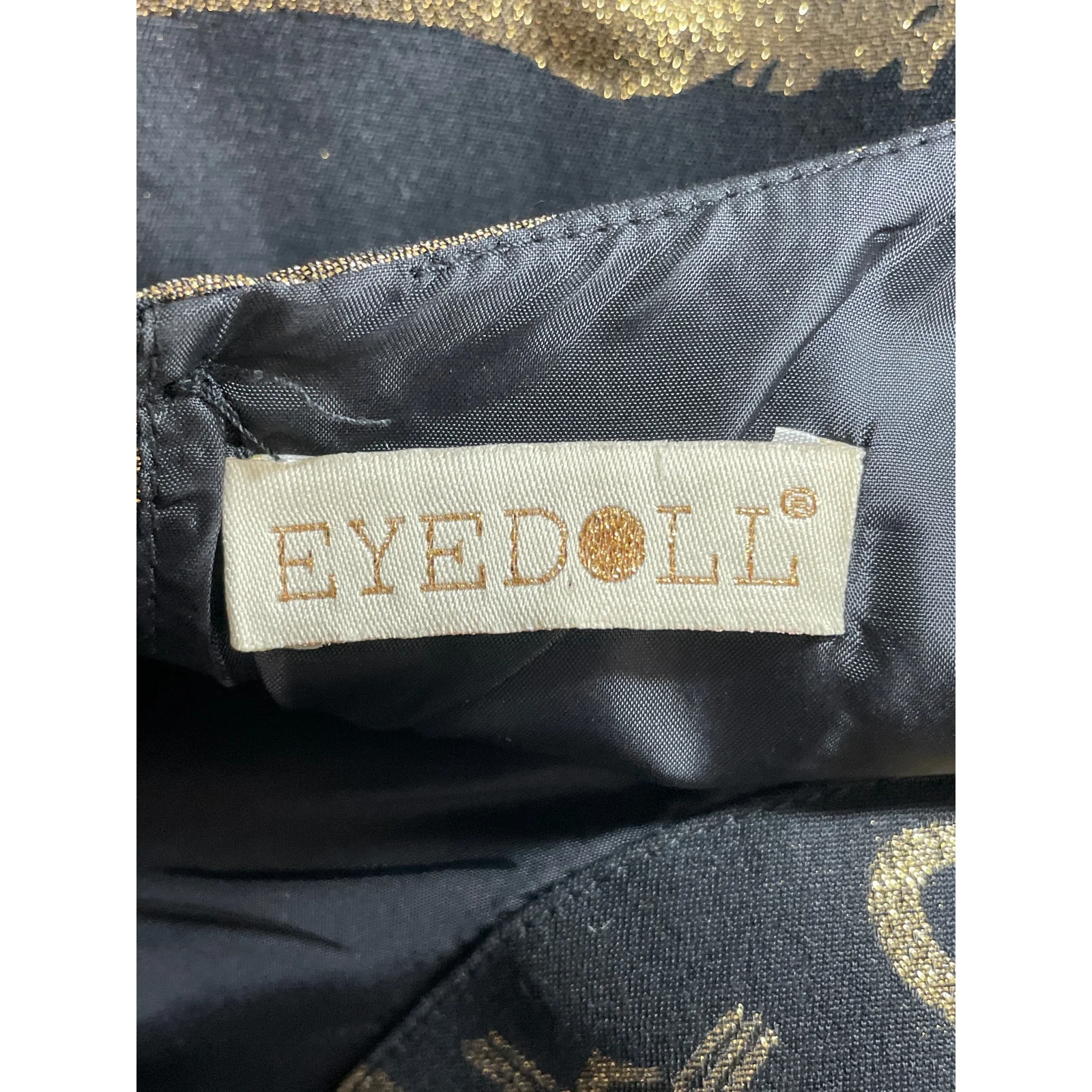 Anthropologie Eyedoll Black Gold Panther Sleeveless Fit & Flare Mini Dress Sz S - Image 5