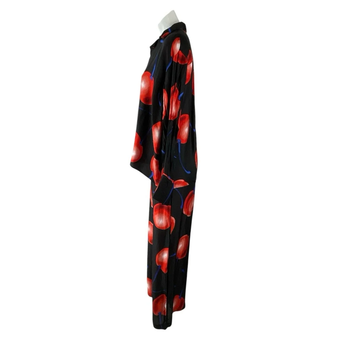Anthropologie LyreBird Silky Cherry Long Sleeve Wide Leg Pajama Sleepwear Set XS - Image 2