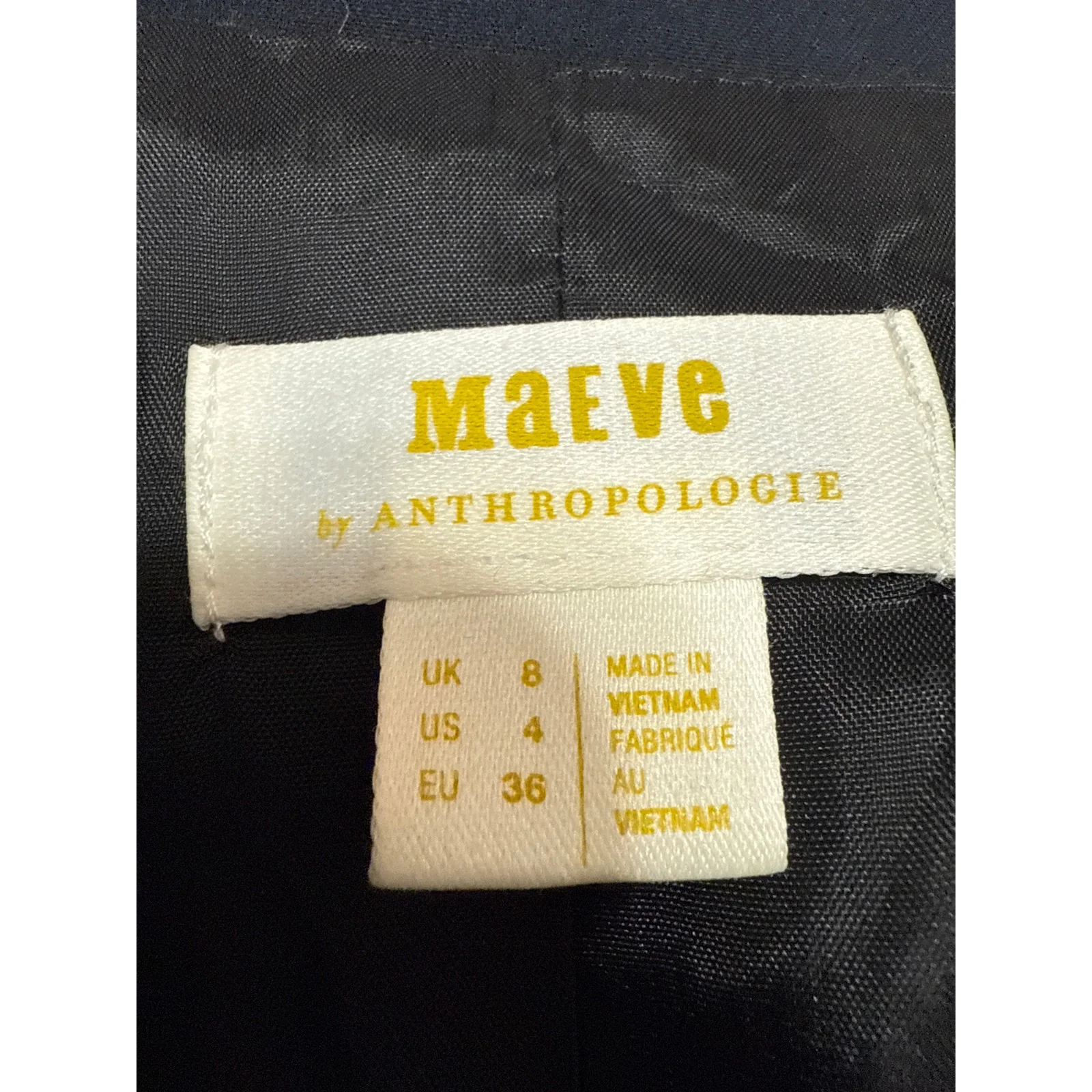 Anthropologie Maeve Black Ruched Sleeve Notch Collar Blazer Coat Jacket Size 4 - Image 3