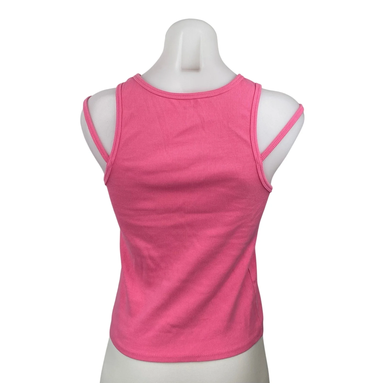 Anthropologie Maeve Pink Ribbed Knit Cutout Cami High Neck Tank Top Size M - Image 4