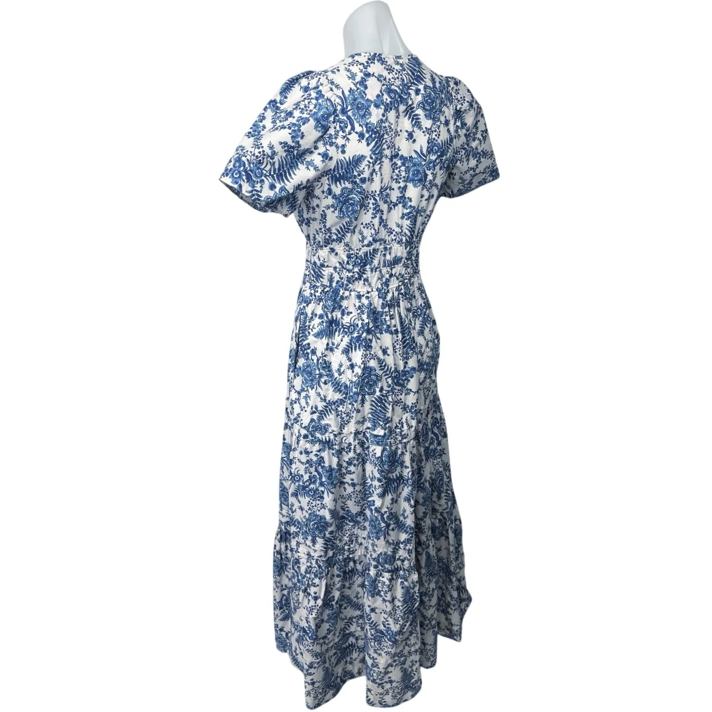 Anthropologie Maeve Somerset White Blue Floral A Line Tiered Maxi Dress Size XS - Image 2