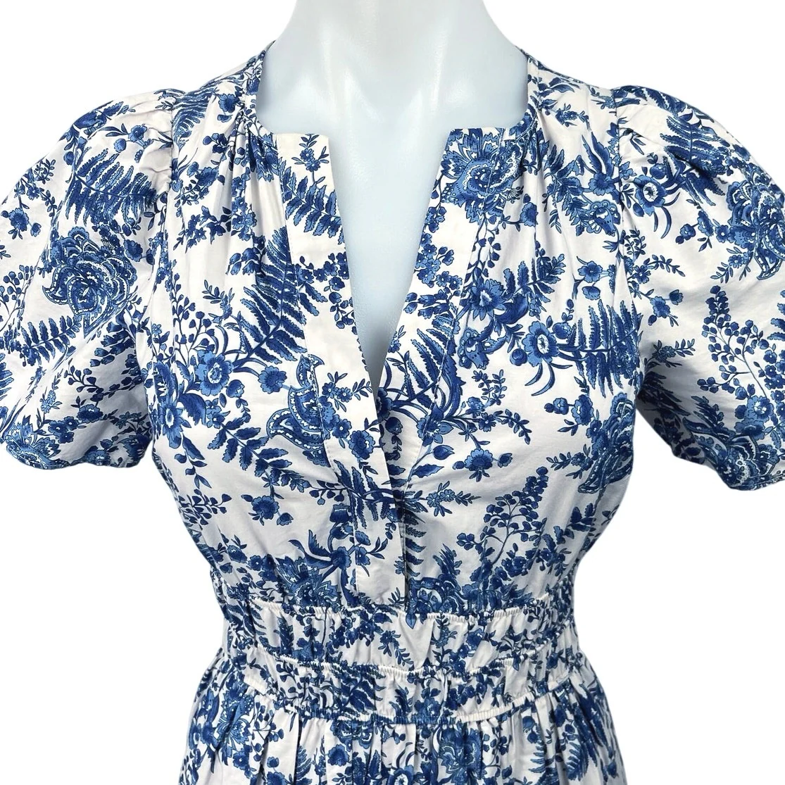 Anthropologie Maeve Somerset White Blue Floral A Line Tiered Maxi Dress Size XS - Image 3