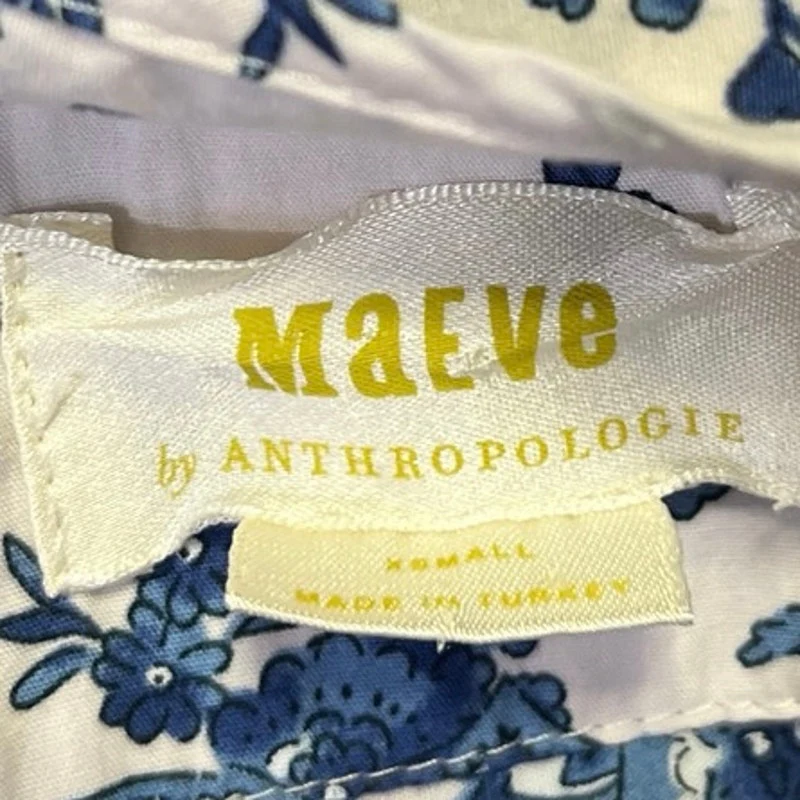 Anthropologie Maeve Somerset White Blue Floral A Line Tiered Maxi Dress Size XS - Image 4