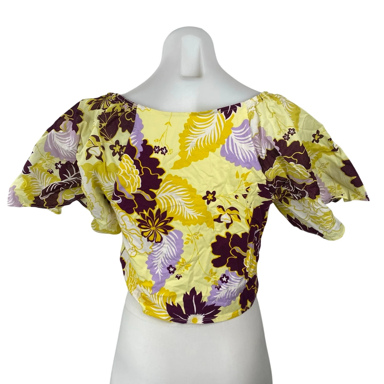 Anthropologie Maeve Womens Multicolor Floral Cinched Crop Peasant Blouse Top M - Image 4