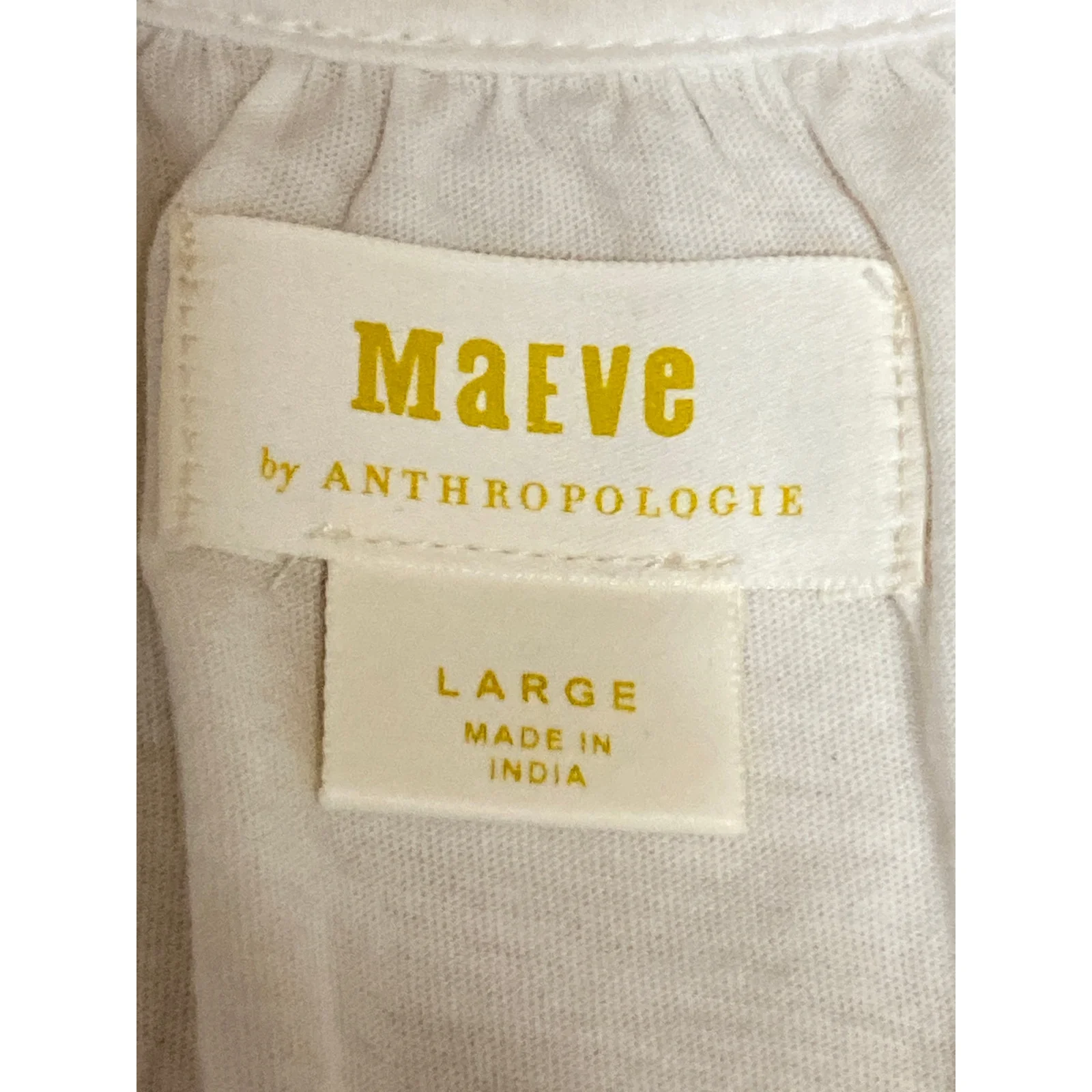 Anthropologie Maeve Women's White V-neck Long Puff Sleeve Crop Blouse Top Size L - Image 3