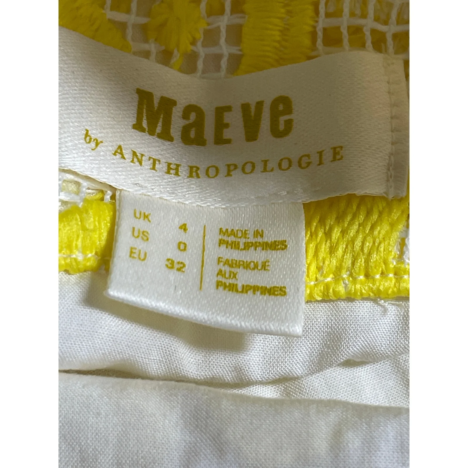 Anthropologie Maeve Yellow Paisley Lace Embroidered Cami Mini Sheath Dress Sz 0 - Image 7