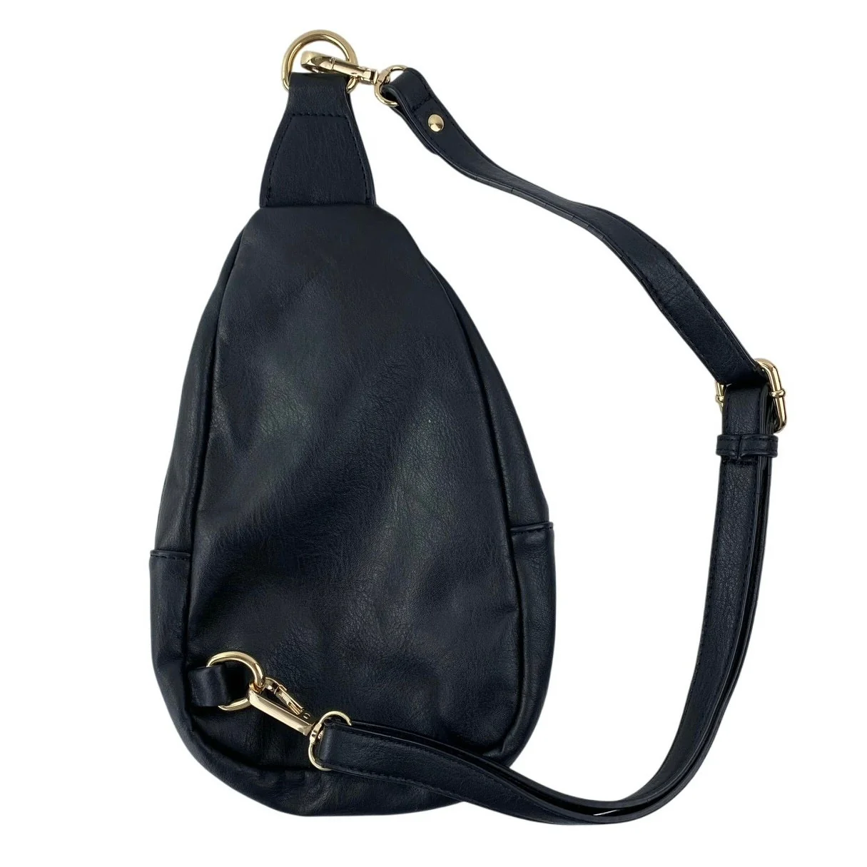 Anthropologie Mali + Lili Gwen Black Faux Leather Vegan Sherpa Sling Bag Handbag - Image 2