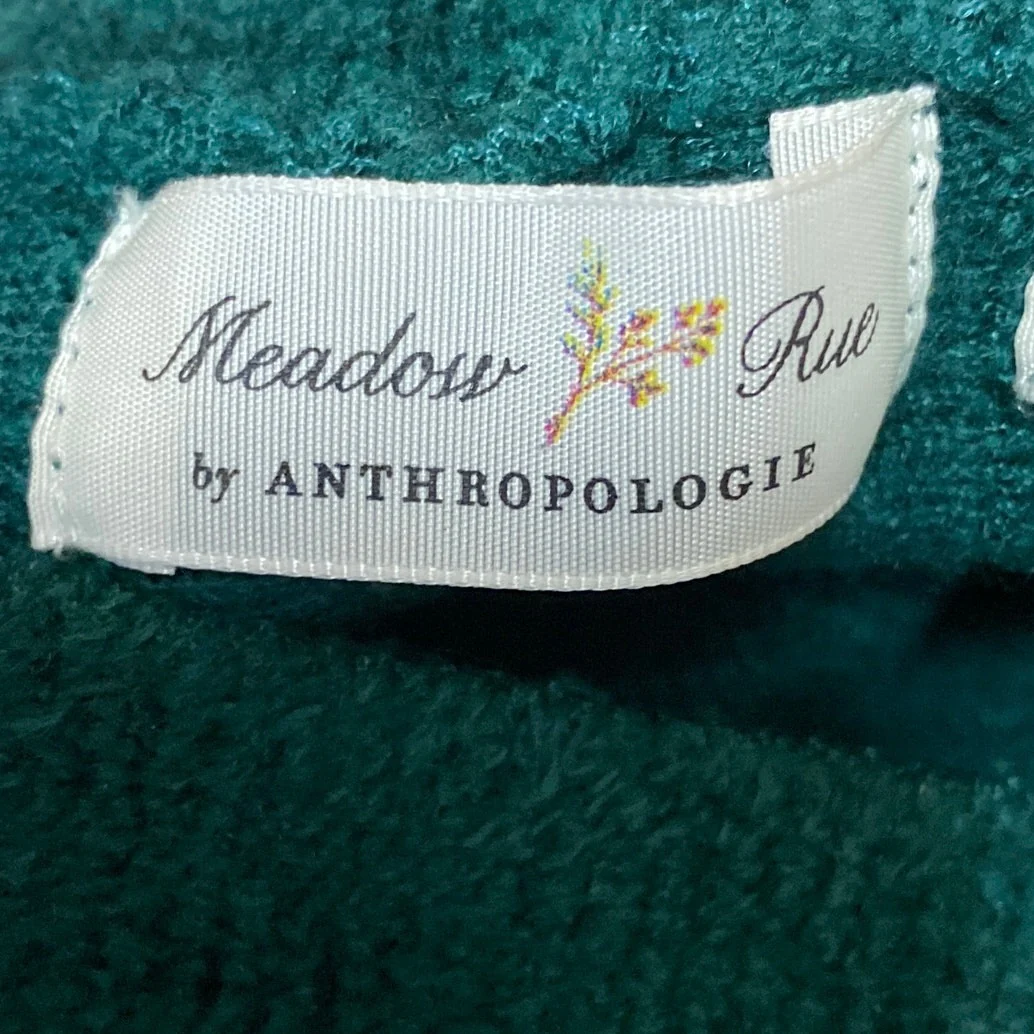 Anthropologie Meadow Rue Green Sweater Knit Pleated Mini Skater A-Line Skirt M - Image 5