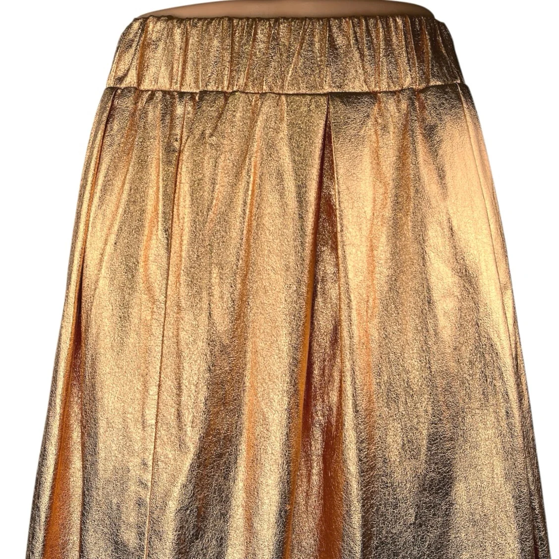 Anthropologie Moulinette Soeurs Gold Metallic High Waisted A Line Mini Skirt XS - Image 4