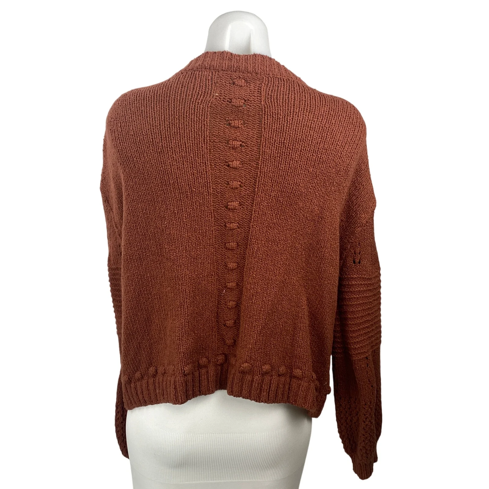 Anthropologie Pilcro Brown Knit Textured Long Sleeve Cardigan Sweater Top Size M - Image 4