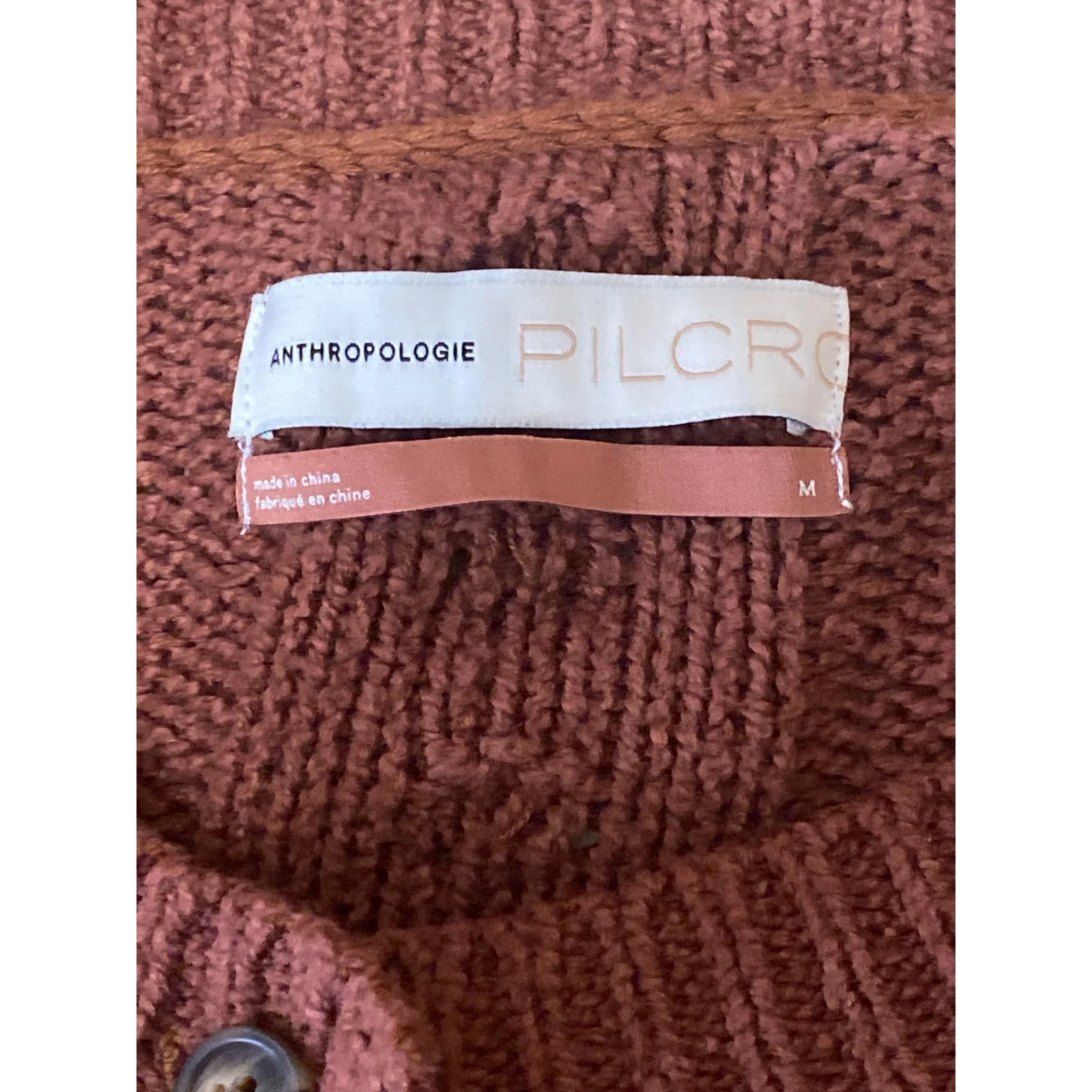 Anthropologie Pilcro Brown Knit Textured Long Sleeve Cardigan Sweater Top Size M - Image 5