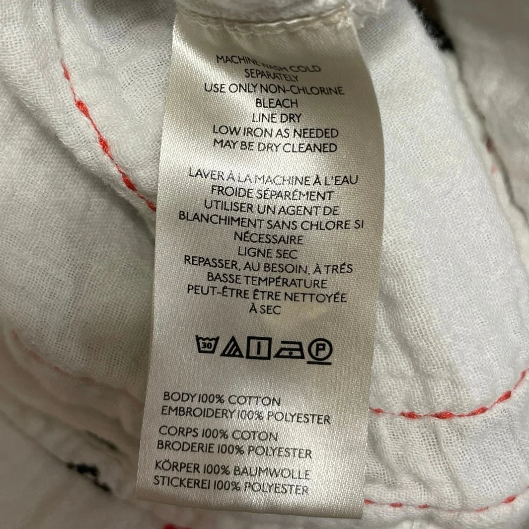 Anthropologie Pilcro Women White Embroidered Icon Button Down Shirt Top Sz XXSP - Image 5