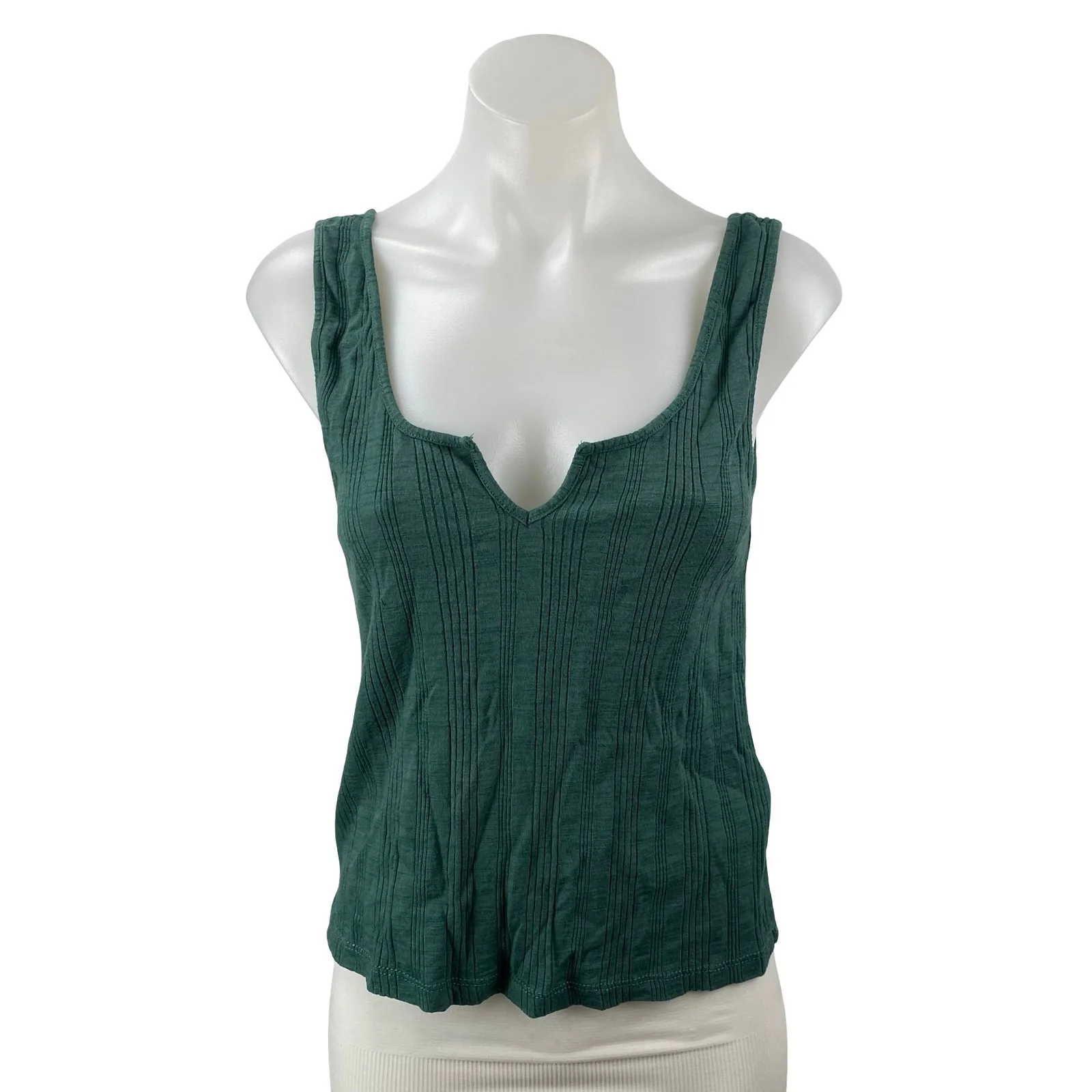 Anthropologie Pilcro Women's Green Ribbed Knit Sleeveless Cami Tank Top Size M