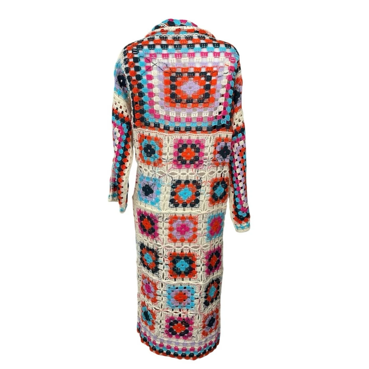 Anthropologie Pol Miss Mosaic Crochet Long Sleeve Open Cardigan Sweater Top OS - Image 4