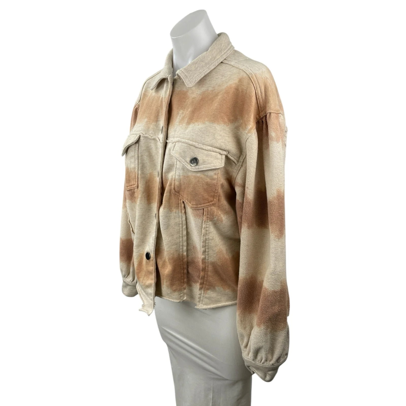 Anthropologie POL Tie Dye Collared Long Sleeve Button Crop Shacket Coat Jacket L - Image 2