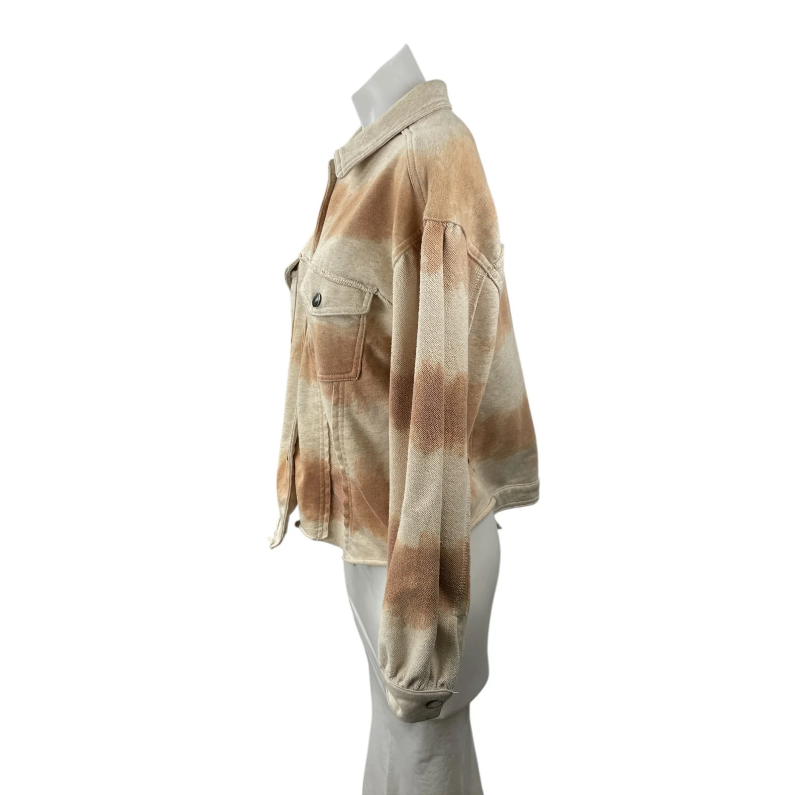 Anthropologie POL Tie Dye Collared Long Sleeve Button Crop Shacket Coat Jacket L - Image 4