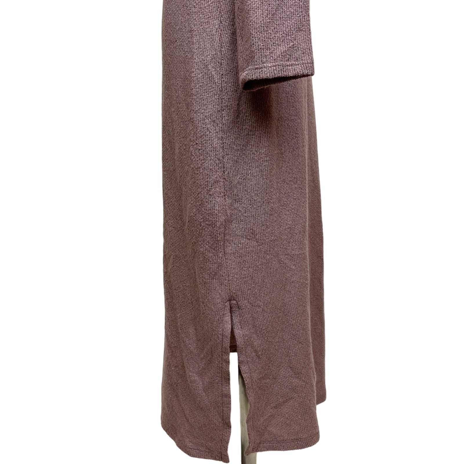 Anthropologie Purple Pink Knit Deep V-neck Midi Long Sleeve Sweater Dress Size M - Image 4