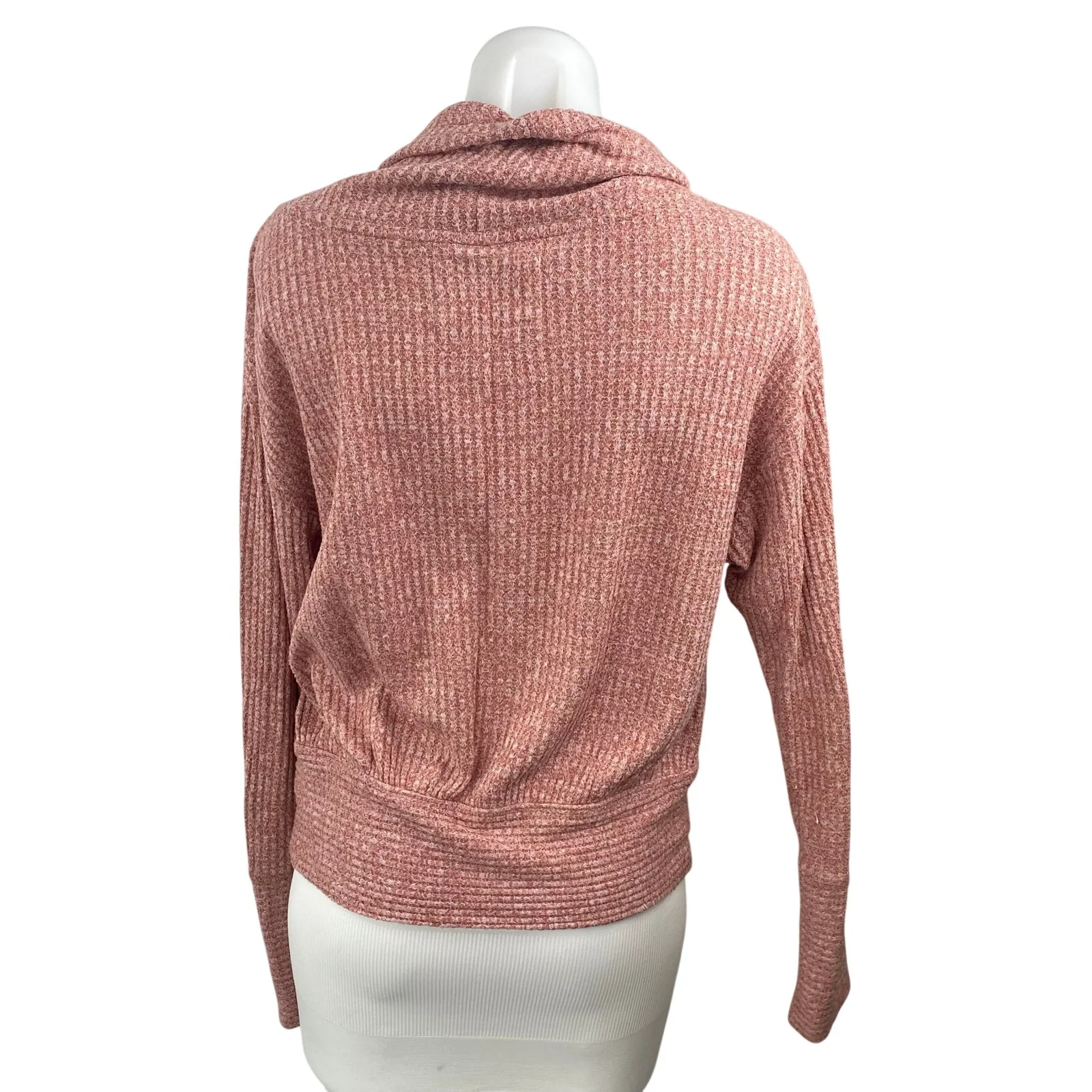 Anthropologie Saturday Sunday Brown Pink Ribbed Knit Hoodie Sweater Top Size S - Image 4