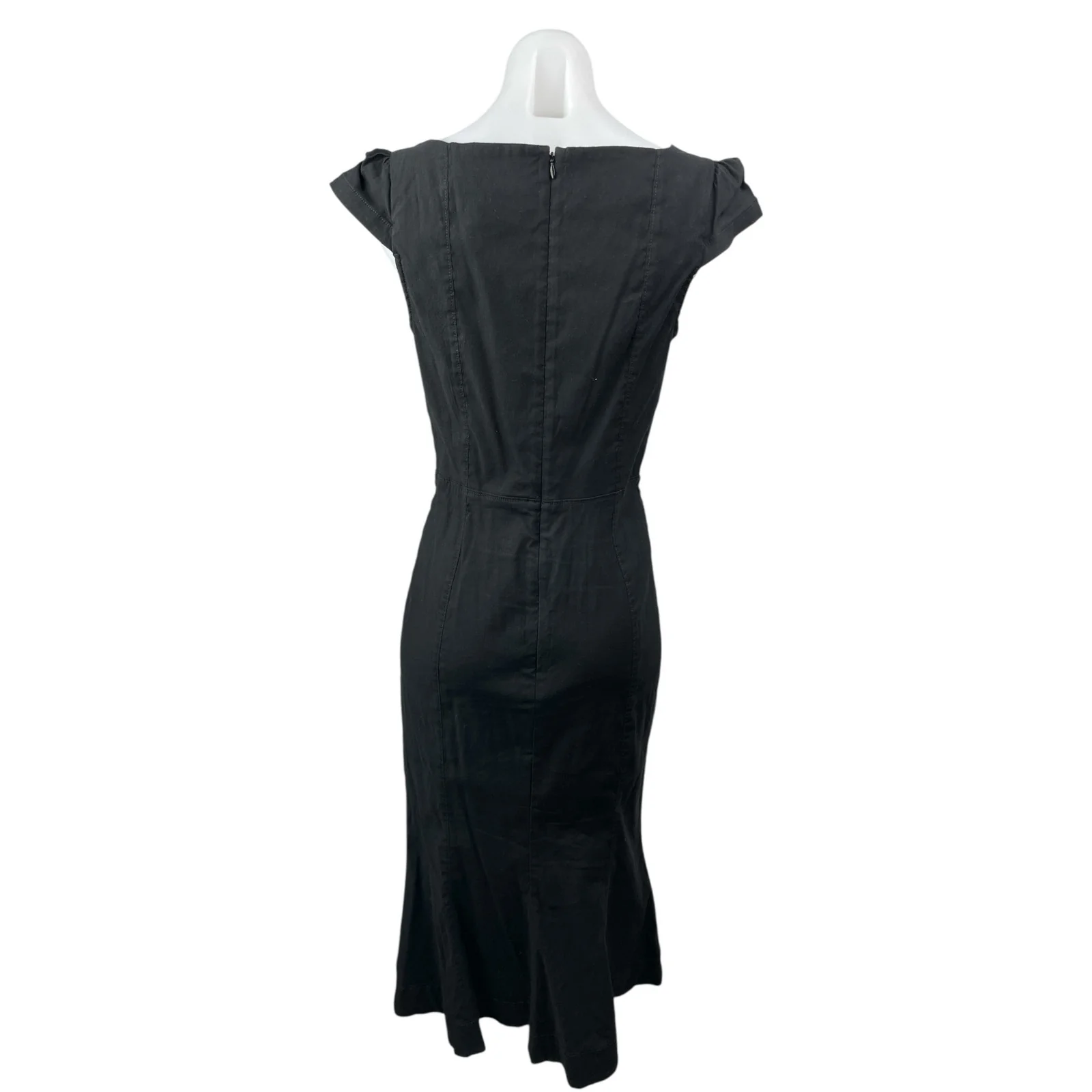 Anthropologie The Cecily Black Linen Sweetheart Cap Sleeve Midi Flare Dress Sz S - Image 2