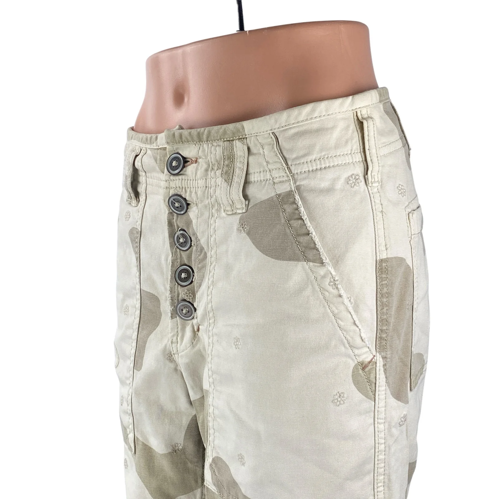 Anthropologie The Wanderer Beige Khaki Army Military Straight Trousers Pants 27 - Image 2