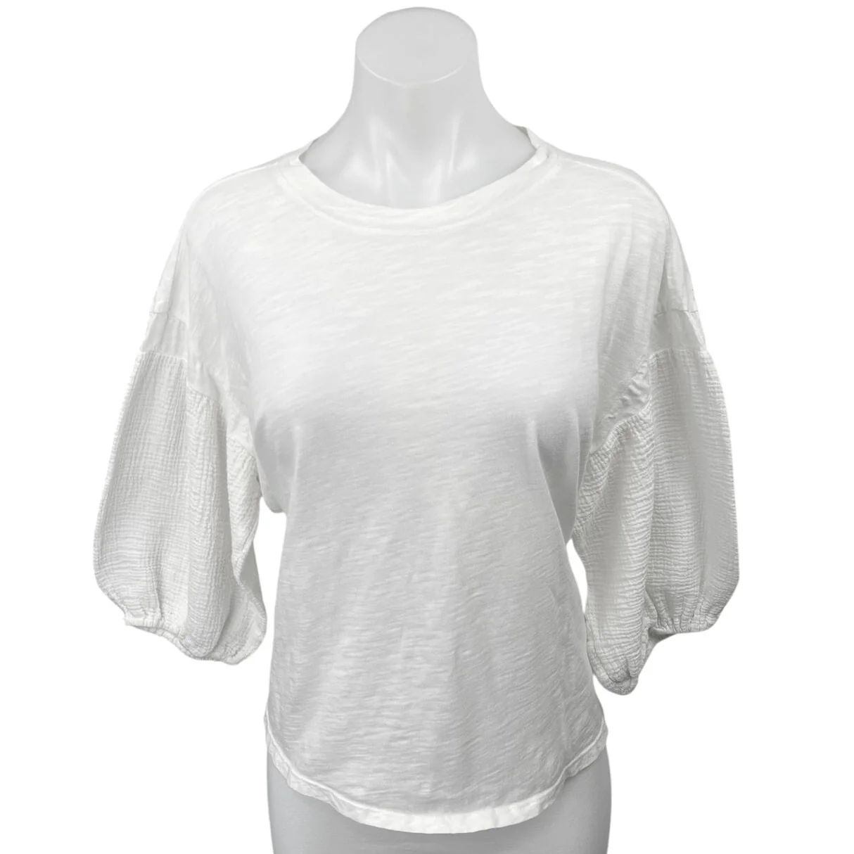 Anthropologie Velvet by Graham & Spencer Margot White Knit Shirt Blouse Top M
