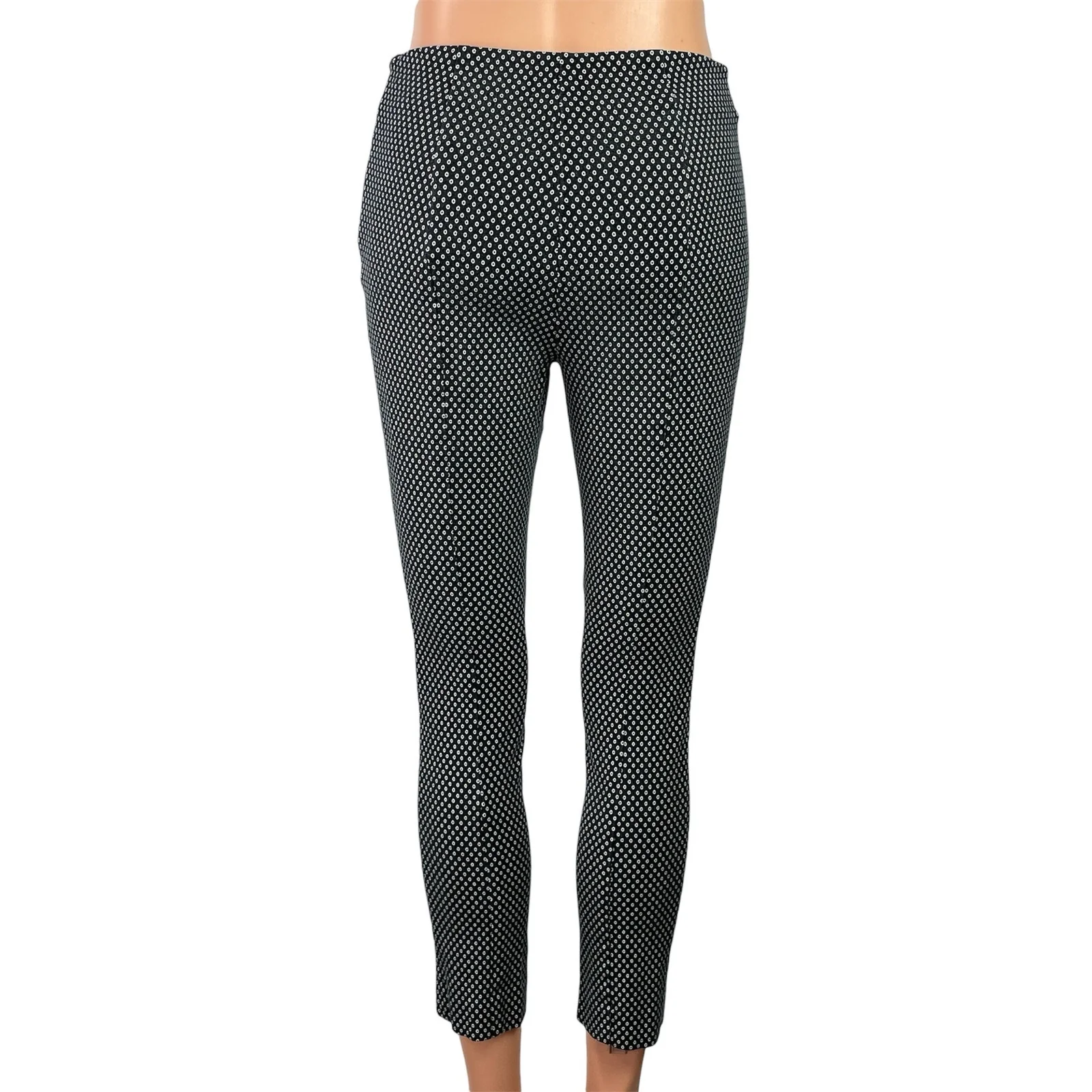 Anthropologie Womens Black Polka Dots High Waisted Skinny Trousers Pants Size 2 - Image 3