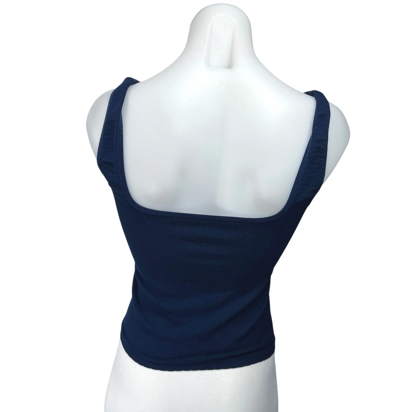 Anthropologie Women's Blue Rib Knit Sleeveless Stretch Crop Sweater Tank Top S/M - Image 2
