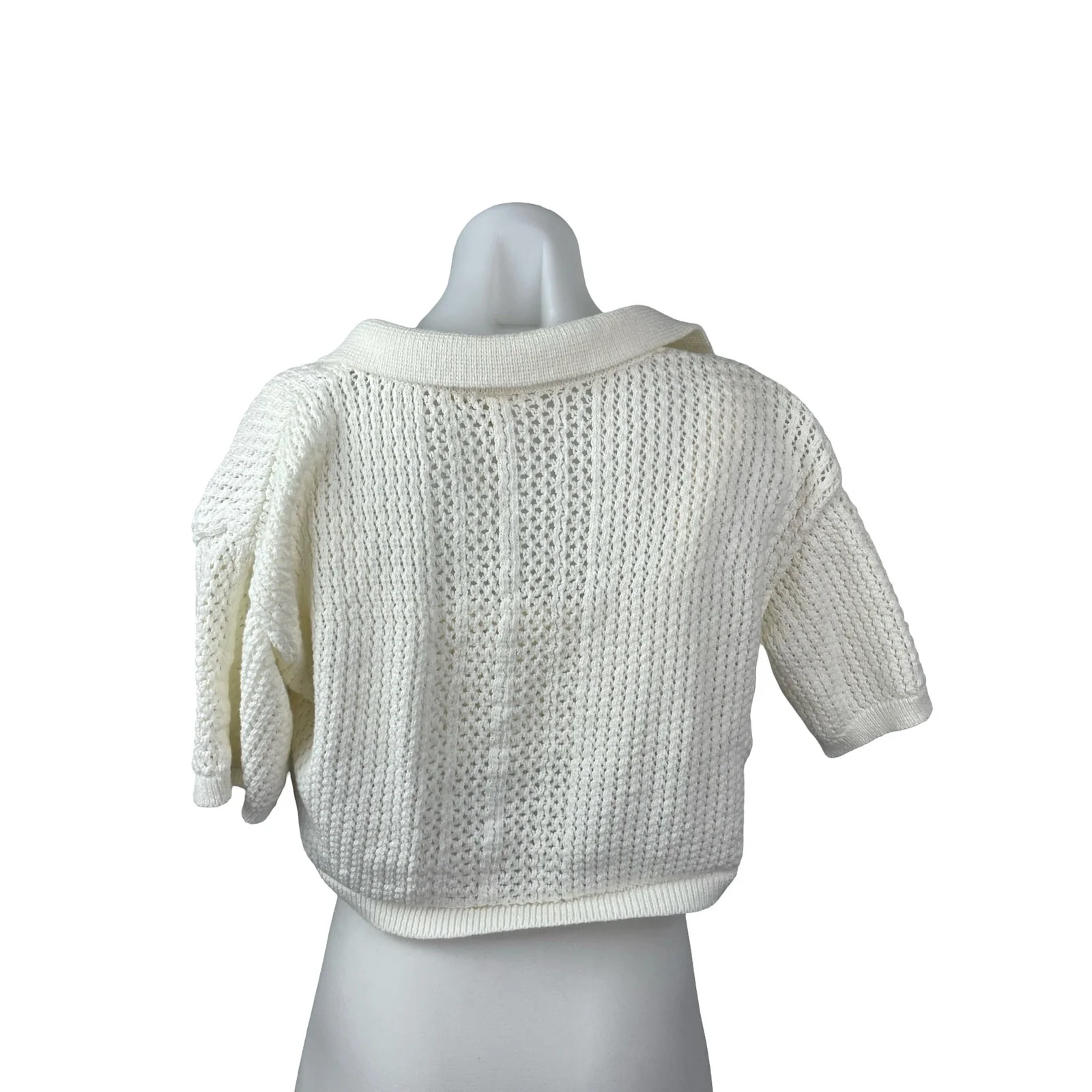 Anthropologie Women's White Crochet Summer Bralette Crop Cardigan Set Top Sz S/M - Image 3
