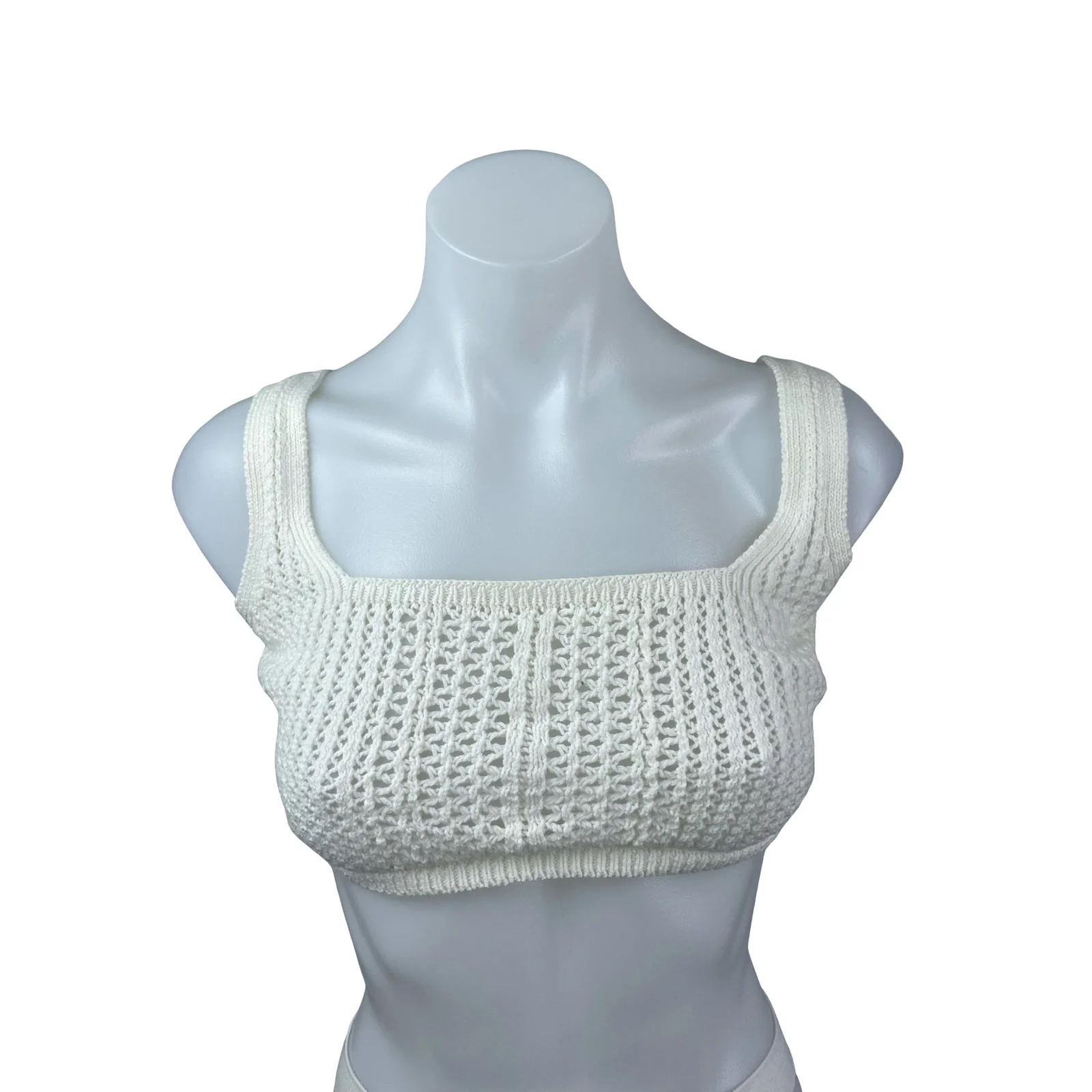 Anthropologie Women's White Crochet Summer Bralette Crop Cardigan Set Top Sz S/M - Image 4
