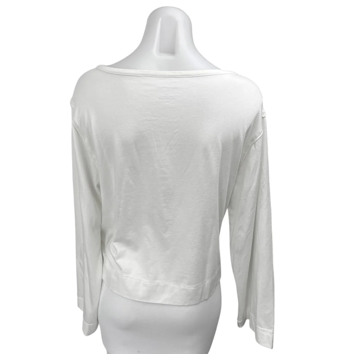 Anthropologie Women's White Long Sleeve Boat Neck Pullover Tee T-Shirt Top Sz M - Image 2
