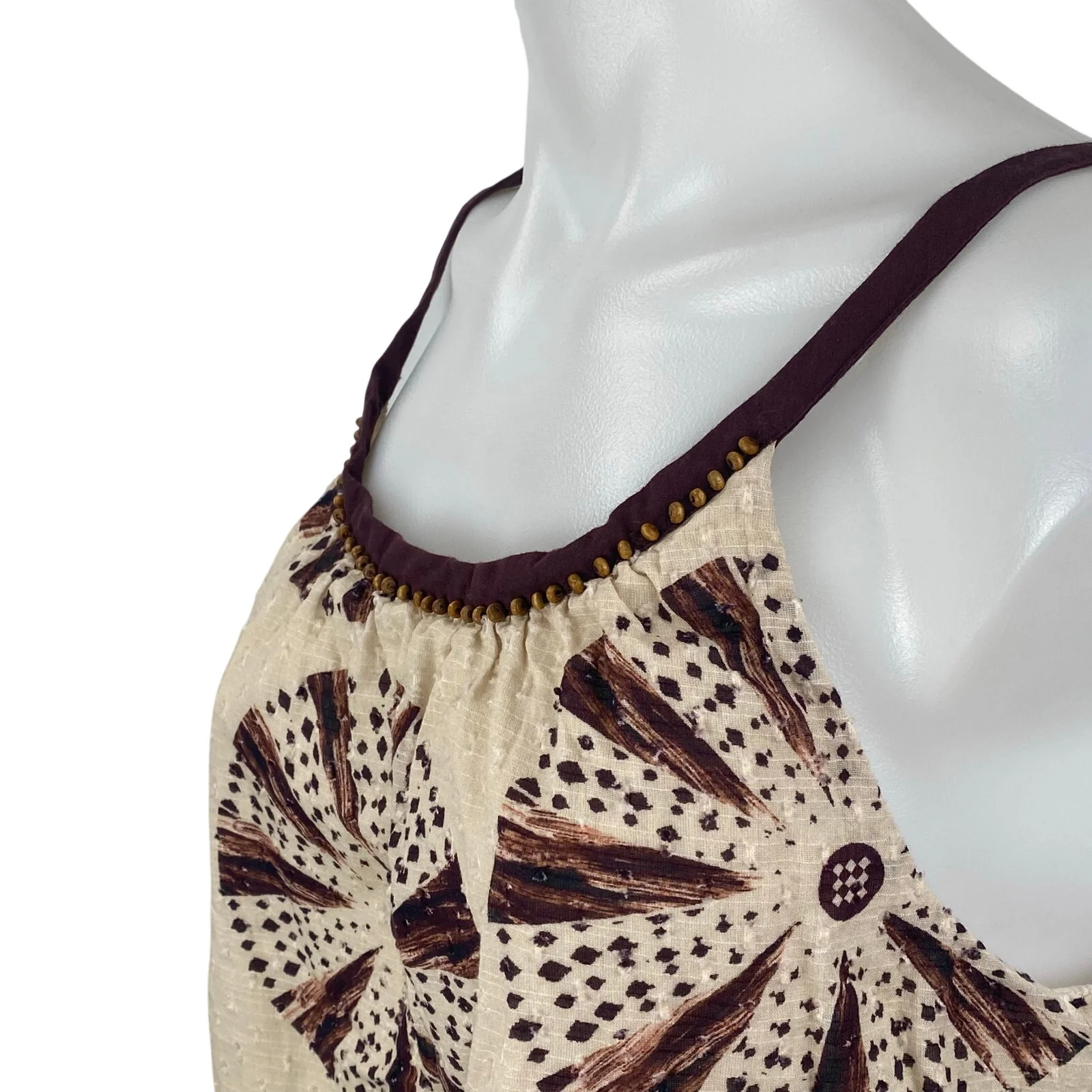 Anthropologie X Forever That Girl Beaded Brown Mandala Tie Dye Cami Tank Top M - Image 3