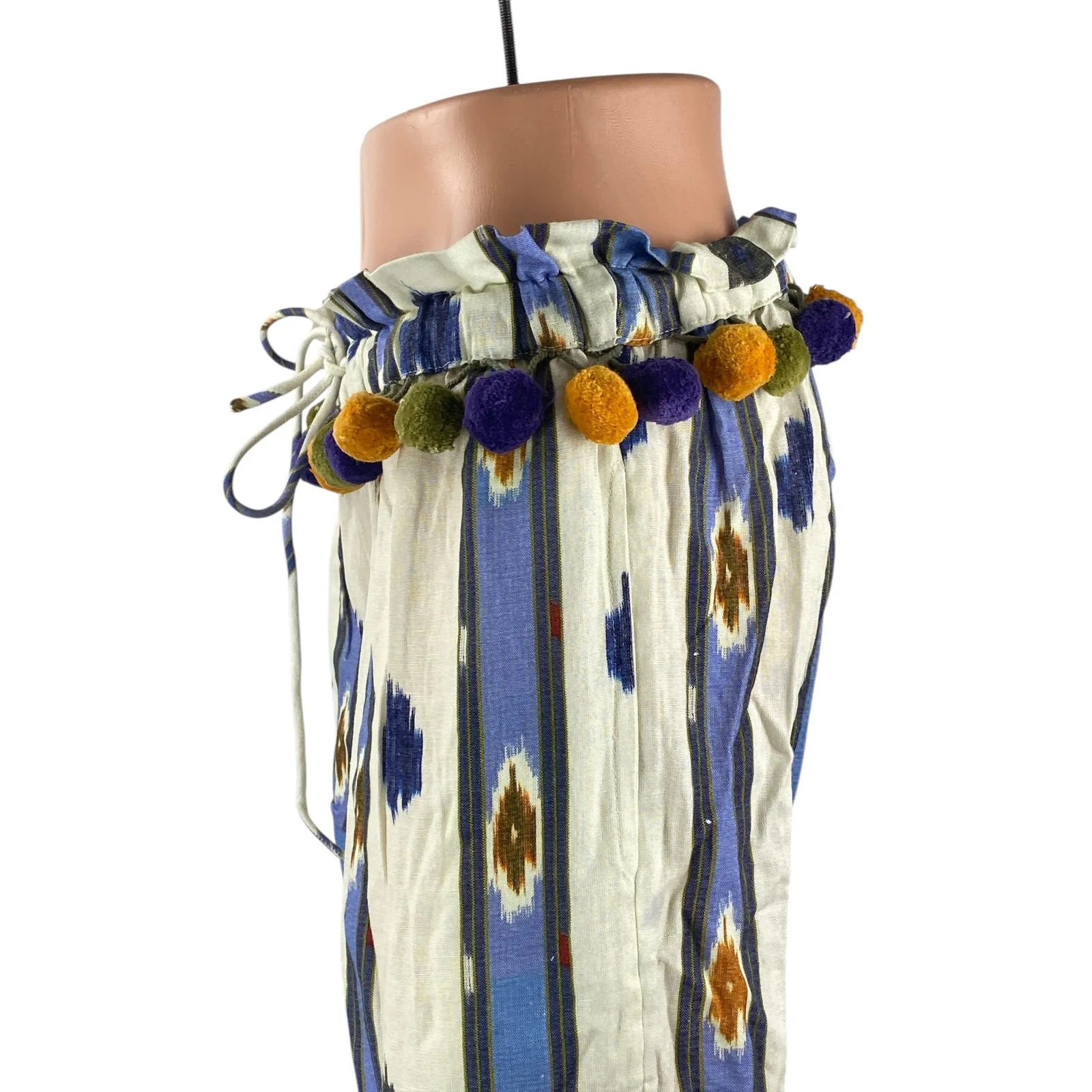 Anthropologie x Ollari Pom Pom Women's Boho Palazzo Wide Leg Trousers Pants Sz S - Image 2